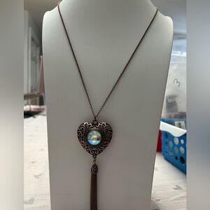 Paparazzi Bronze Heart Necklace with Iridescent Center